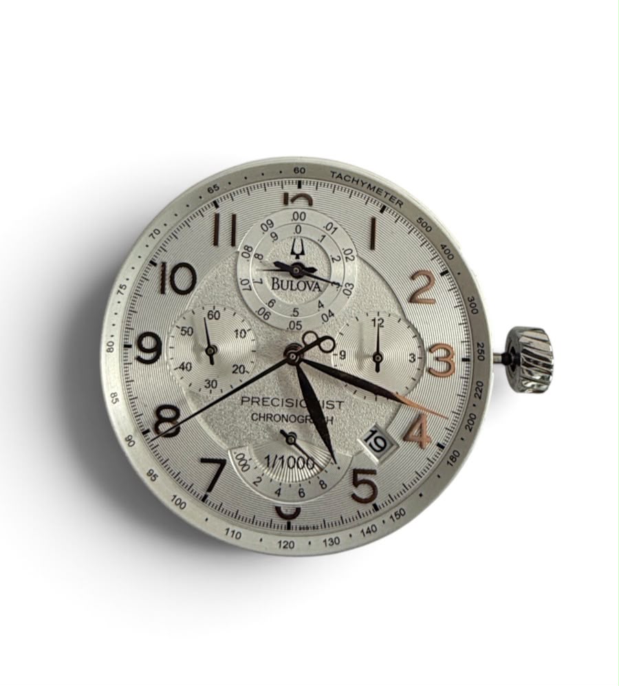 Bulova P129 / 8129 Watch Movement Stem & Crown with Rose Gold Hand
