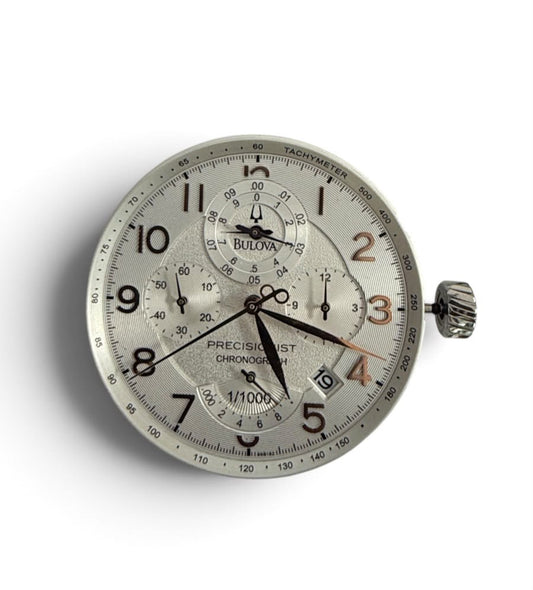 Bulova P129 / 8129 Watch Movement Stem & Crown with Rose Gold Hand
