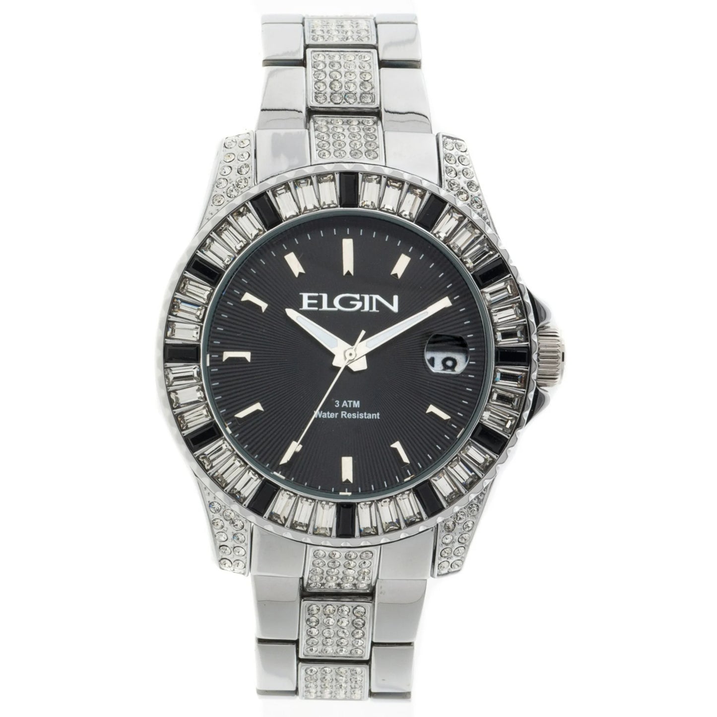 Elgin Men's Pave Link Analog Watch – Silver Tone, Model FG160022