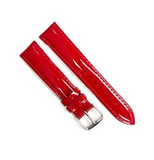 Watch Band 12MM Red Glossy Genuine Leather Soft Sweat Proof, Stitched, Padded