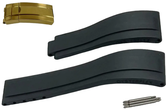 ROLEX BLACK Rubber OYSTERFLEX Watch Band 20MM Fits SUBMARINER, Rolex Deepsea & others