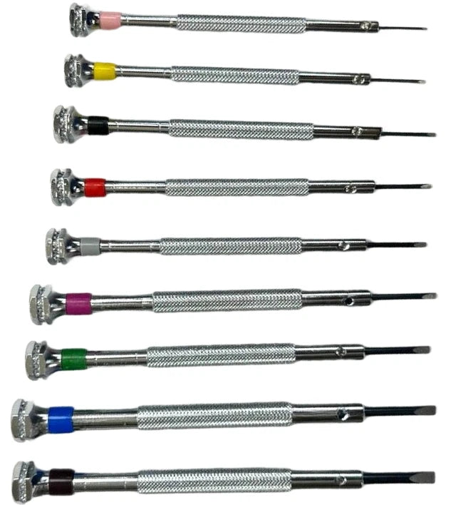 Screwdriver Set in Wooden Box 9 Piece kit Watch and Jewelry (0.60-3.00)mm