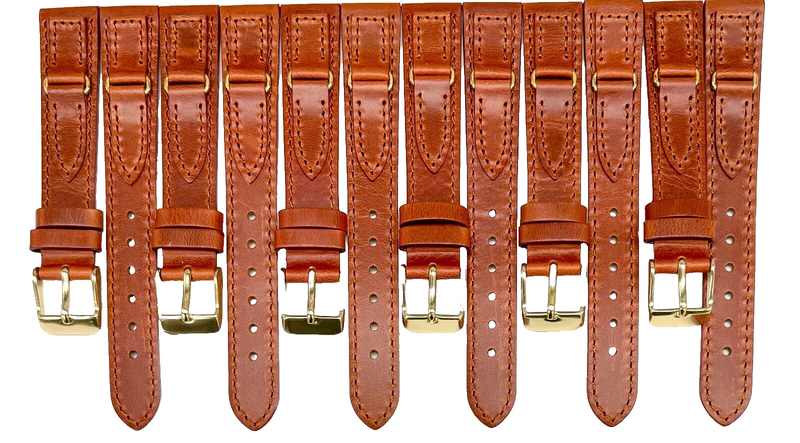 Load image into Gallery viewer, Lot of 6 Watch Bands L.Brown Genuine Leather , Stitches 16mm, regular
