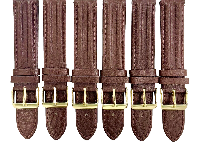 Load image into Gallery viewer, Lot of 6 Watch Bands D.Brown Genuine Leather,Padded Stitched 18x18mm
