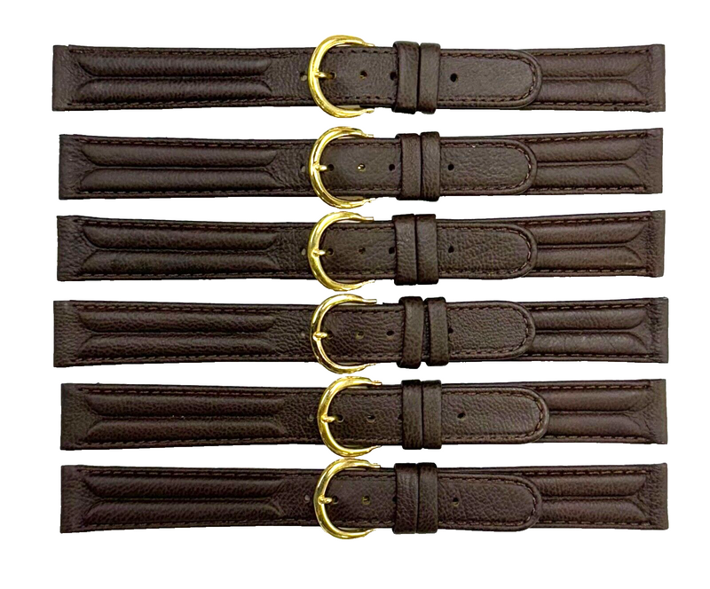 Load image into Gallery viewer, 16MM D.Brown Genuine Leather Grain Watch Band, Stitches (lot of 6 bands)
