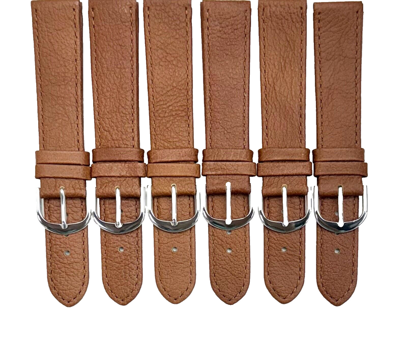 Load image into Gallery viewer, lot of 6 Watch Bands Brown(TAN) Genuine Leather Grain Flat Stitched 18mm
