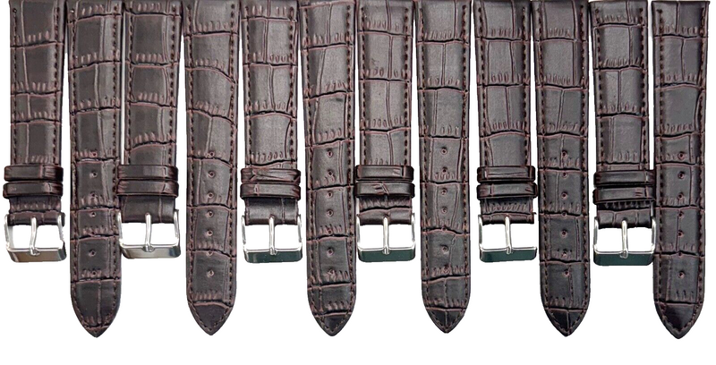 Load image into Gallery viewer, Lot of 6 Watch Bands D.Brown Genuine Leather Alligator Grain Flat Stitch 20x18mm
