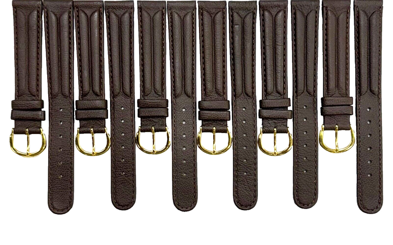 Load image into Gallery viewer, 16MM D.Brown Genuine Leather Grain Watch Band, Stitches (lot of 6 bands)
