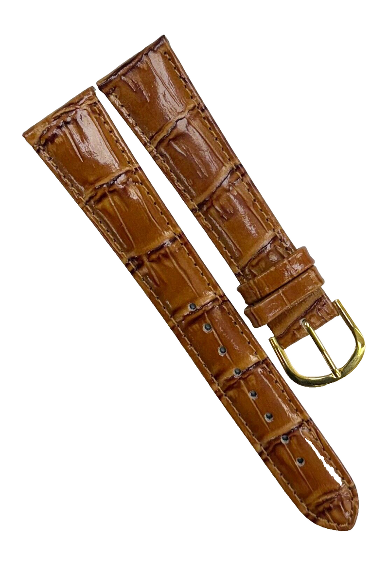 Load image into Gallery viewer, Watch Band Genuine Leather Alligator Grain Brown Padded,Stitched 20mm Long
