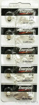 Energizer 379 SR521SW Silver Oxide Batteries 1.55V New Sealed (5 Pcs.)