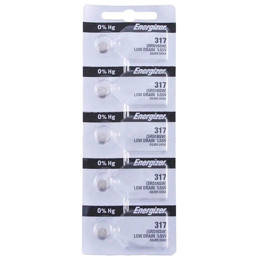 Energizer 317 Watch Cell Batteries SR516SW SILVER-OXIDE New Sealed (5 Pcs.)