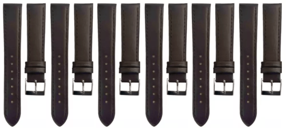 Set of 6PCS Multi - Color Watch Band Size (18✖16)mm Stitched Plain Leather Strap - Universal Jewelers & Watch Tools Inc.