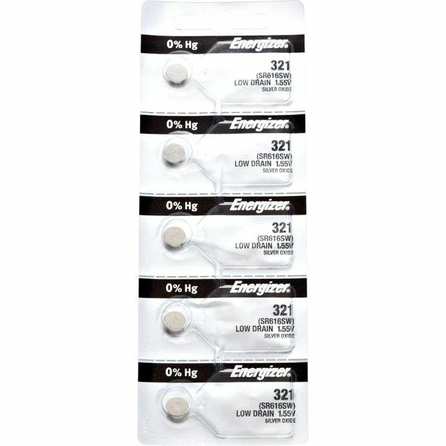 energizer 321 SR616SW Silver Oxide Batteries 1.55V New Sealed (5 Pcs.)