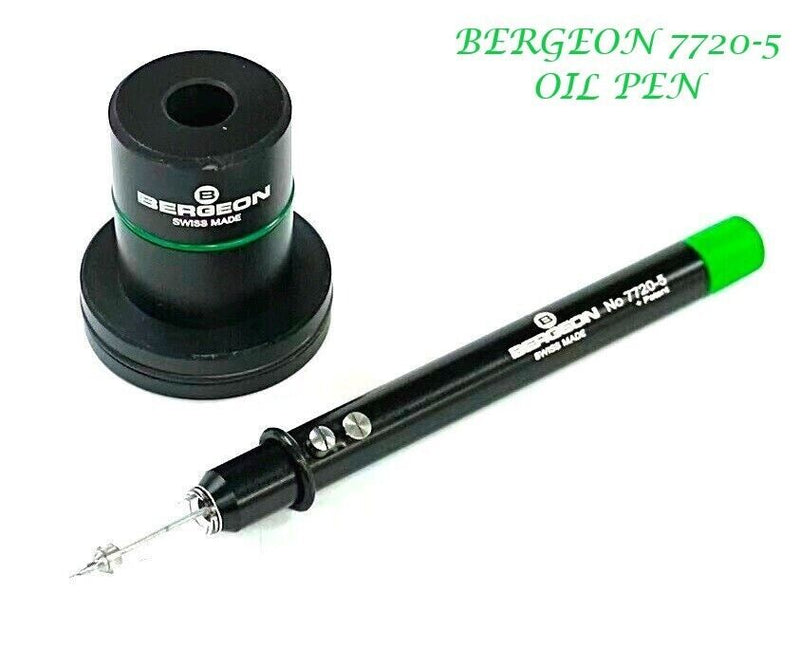 Load image into Gallery viewer, BERGEON 7720-5, OIL PEN WITH STAND, OILER. GREEN, SWISS MADE, WATCHMAKER TOOLS
