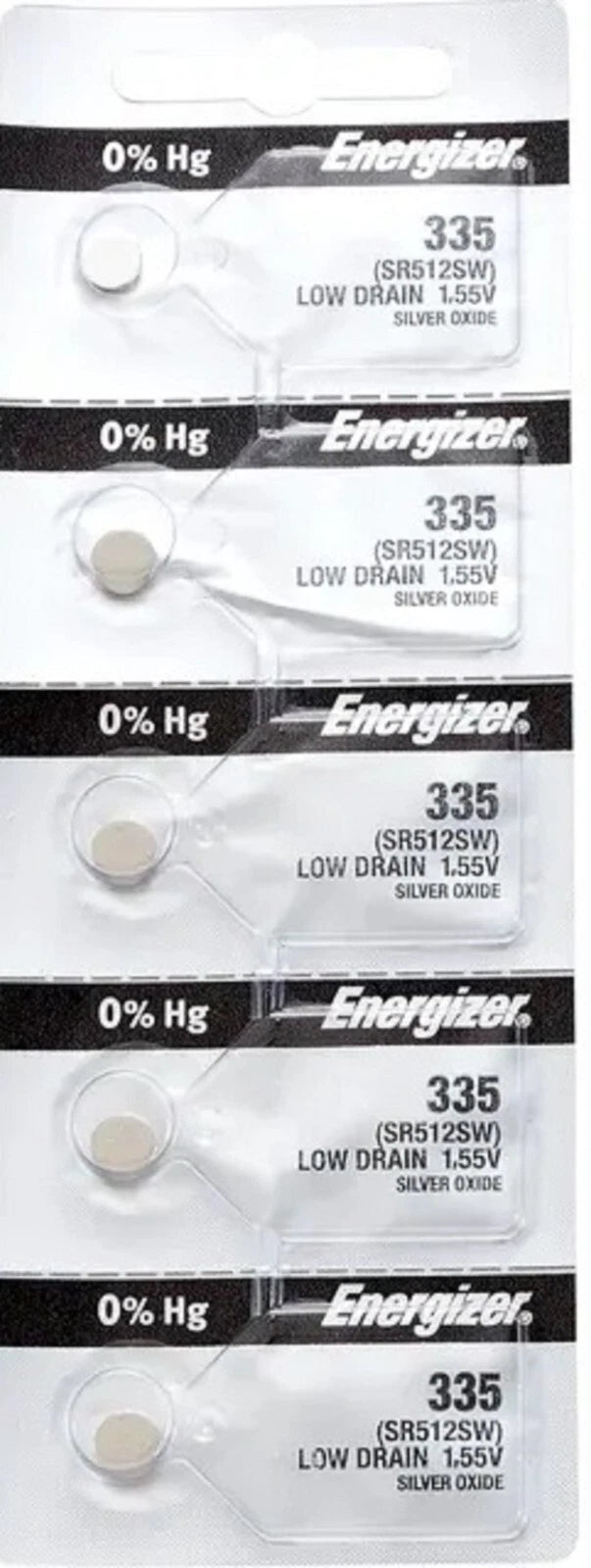 energizer 335 SR512SW Silver Oxide Batteries 1.55V New Sealed (5 Pcs.)