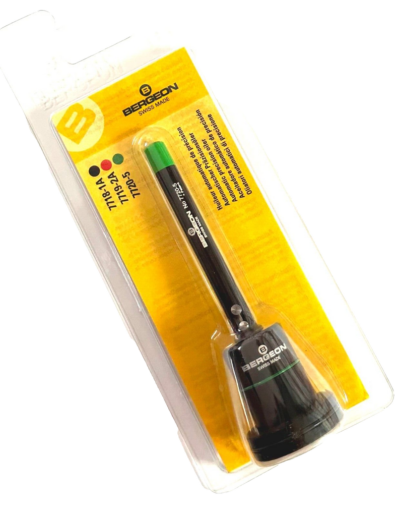 Load image into Gallery viewer, BERGEON 7720-5, OIL PEN WITH STAND, OILER. GREEN, SWISS MADE, WATCHMAKER TOOLS
