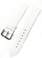Watch Band 12MM Genuine Leather Glossy White Sweat Proof, Stitched, Padded