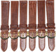 Lot of 6Pcs.Watch Bands Genuine Leather Lizard Grain Brown Flat 18mm - Universal Jewelers & Watch Tools Inc.