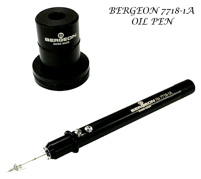 Load image into Gallery viewer, BERGEON 7718-1A, OIL PEN WITH STAND, OILER. BLACK , SWISS MADE, WATCHMAKER TOOLS
