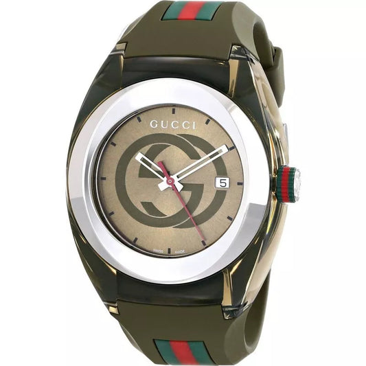 GUCCI SYNC YA137111 Men's Watch – Green Army Dial, Quartz, Box & Booklet Included