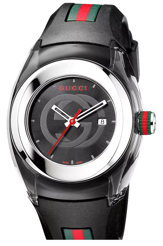 Shop GUCCI SYNC YA137101 Men’s Watch – All Black Dial and Strap, Quartz Movement. Comes with original box and booklet. Authentic & sleek.