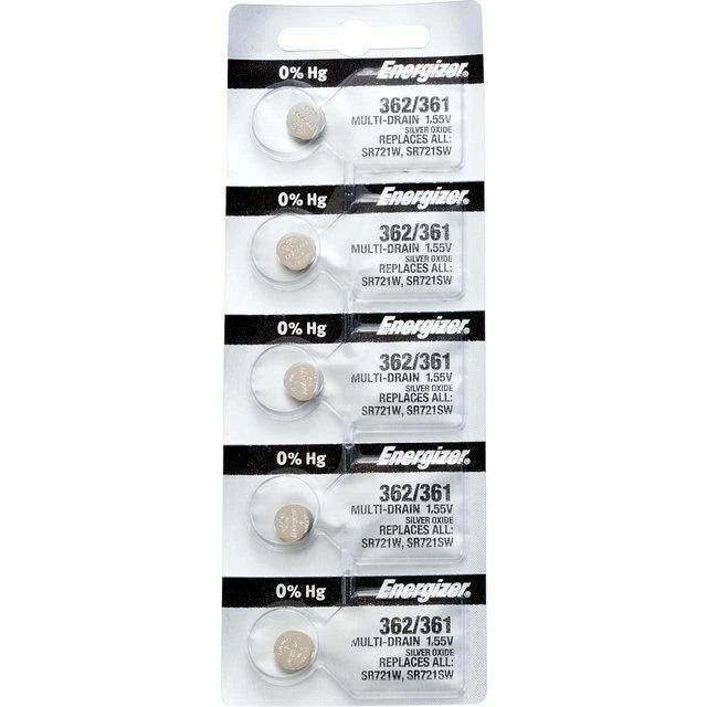 Energizer 361 SR721W Silver Oxide Batteries 1.55V New Sealed (5 Pcs.)