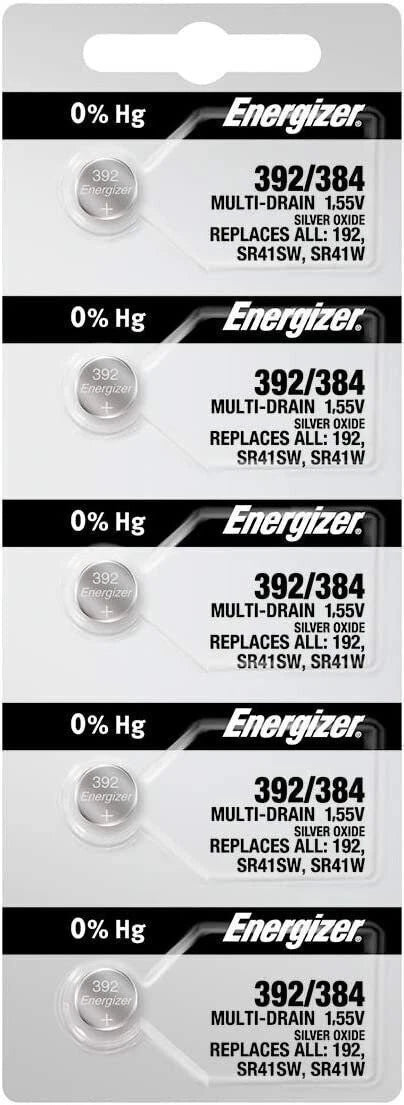 Energizer 384 /392 SR41SW Silver Oxide Batteries 1.55V New Sealed (5 Pcs.)