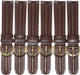 Lot of 6Pcs.Watch Bands Brown Genuine Leather Plain,Padded 20mm