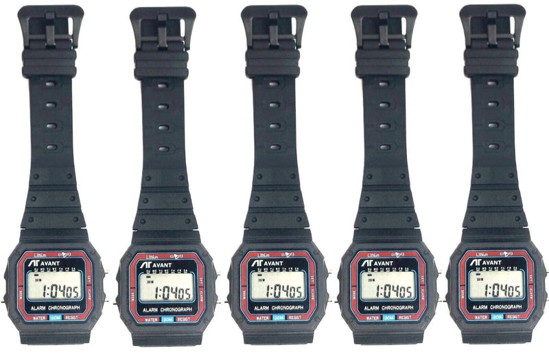 Load image into Gallery viewer, LOT OF 5 DIGITAL WATCH FOR UNISEX CHRONOGRAPH WITH ALARM AND STOP WATCH BLACK
