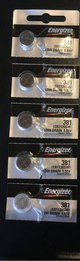 Energizer 381 SR1120SW Silver Oxide Batteries 1.55V New Sealed (5 Pcs.)