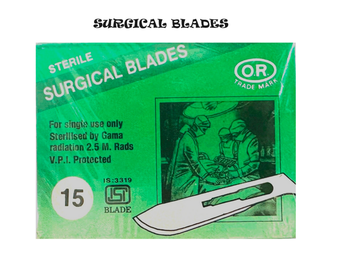 100pcs STERILE SURGICAL BLADES, BLADE NO 15, BLADES FOR HANDLE NO.3.