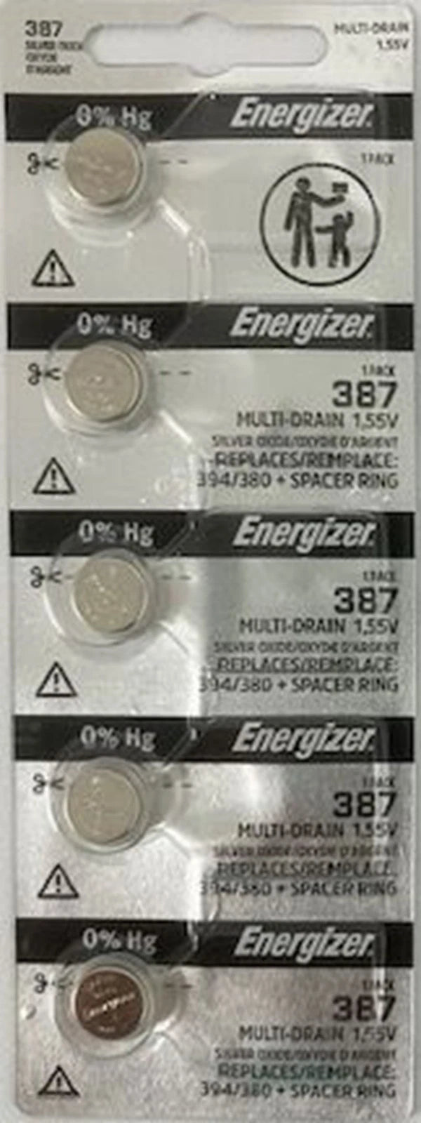 Energizer 387S Low-Drain 1.55V Silver-Oxide Button Cell Battery- (5 Pcs.)