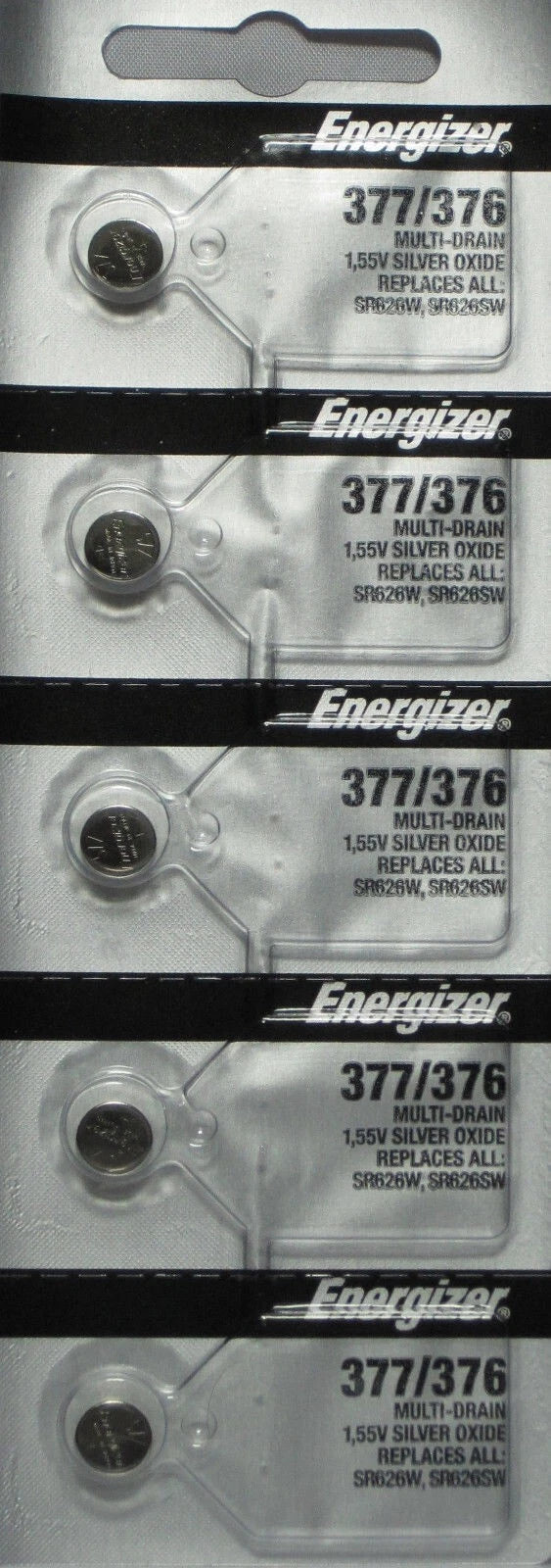 Energizer 376 /377 SR626SW Silver Oxide Batteries 1.55V New Sealed (5 Pcs.)