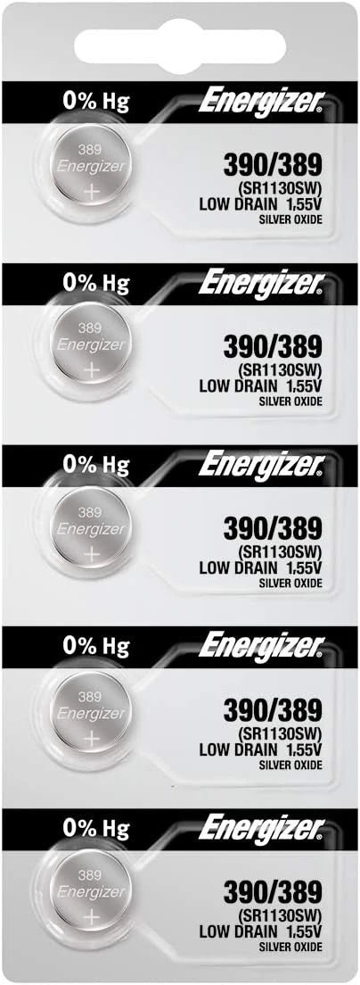 5 pcs Energizer 389 / 390 SR1130SW, SR1130W Silver Oxide Watch Battery.