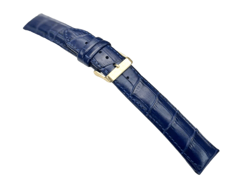 Watch Band Blue Genuine Leather Alligator Grain Padded Stitched 22mmXXL - Universal Jewelers & Watch Tools Inc.