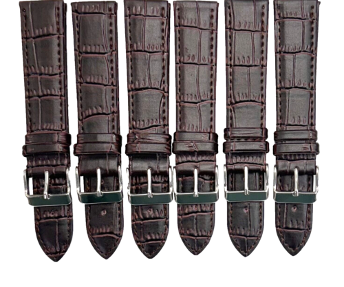 Load image into Gallery viewer, Lot of 6 Watch Bands D.Brown Genuine Leather Alligator Grain Flat Stitch 20x18mm
