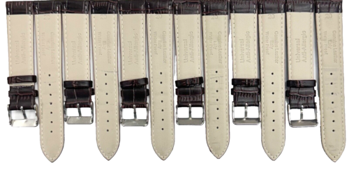 Load image into Gallery viewer, Lot of 6 Watch Bands D.Brown Genuine Leather Alligator Grain Flat Stitch 20x18mm
