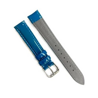 Watch Band 14MM Blue Color Genuine Leather Soft Sweat Proof Stitched, Padded