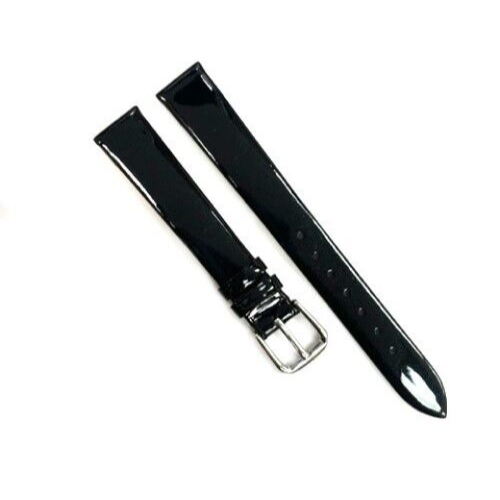 Watch Band 12MM Black Color Genuine Leather Soft Sweat Proof and Flat