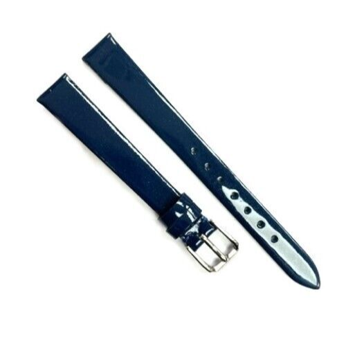 Watch Band 12MM Navy Blue Genuine Leather Soft Sweat Proof, Soft and Flat