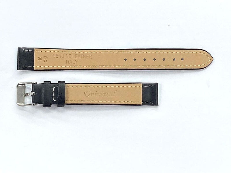 Load image into Gallery viewer, Watch Band Flat Genuine Leather Plain Black 10,12,14,16,18,20,22 24mm XXL
