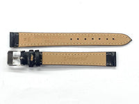Watch Band Flat Genuine Leather Plain Black 10,12,14,16,18,20,22 24mm XXL