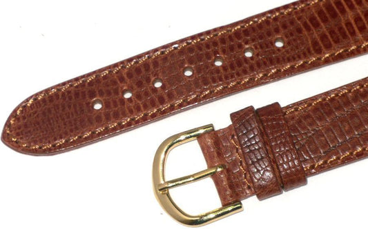 Lot of 6Pcs.Watch Bands Genuine Leather Lizard Grain Brown Flat 18mm - Universal Jewelers & Watch Tools Inc.