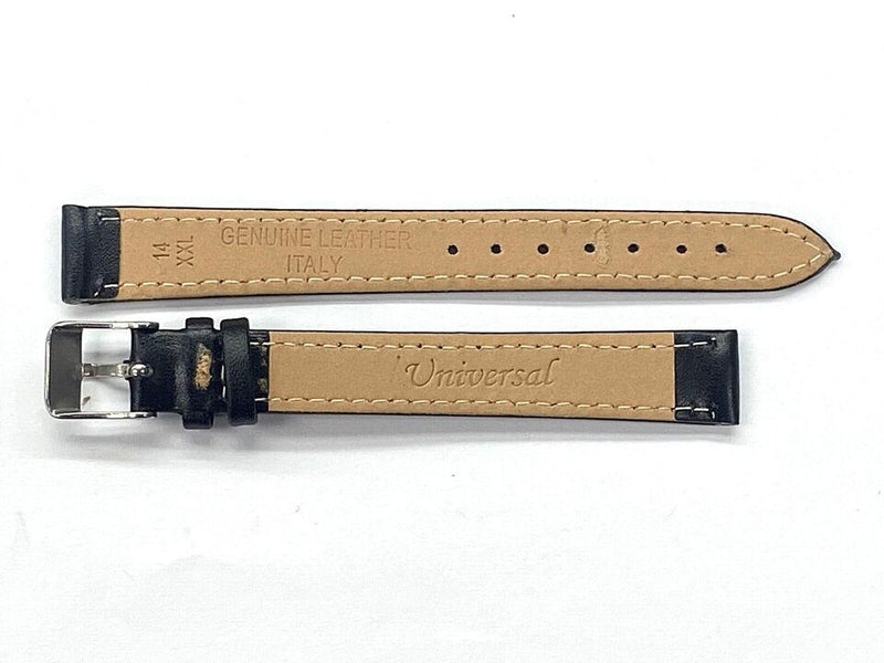 Load image into Gallery viewer, Watch Band Flat Genuine Leather Plain Black 10,12,14,16,18,20,22 24mm XXL
