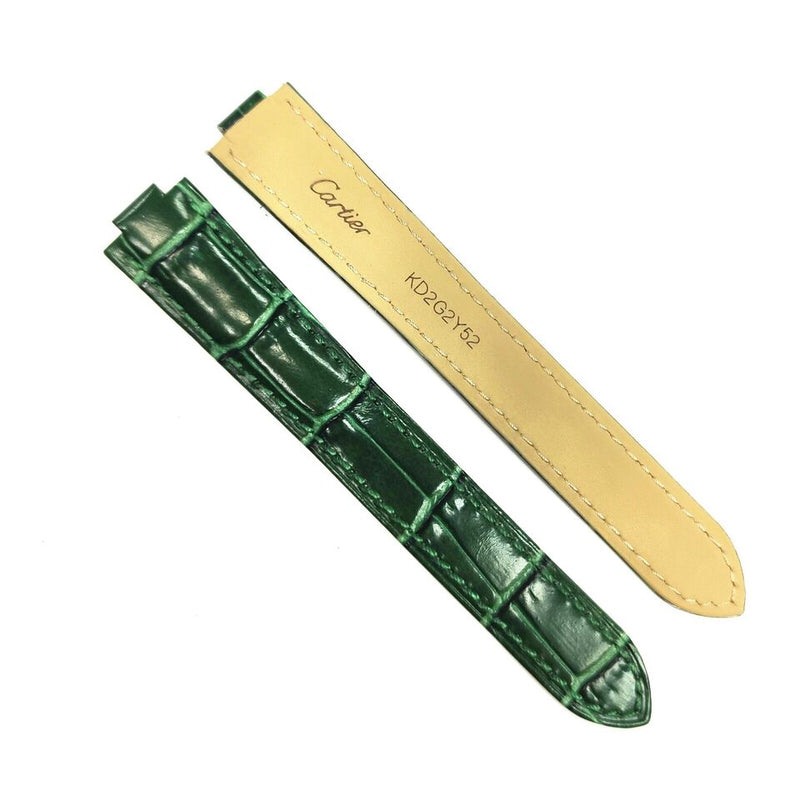 Load image into Gallery viewer, WATCH LEATHER DEPLOYMENT BAND STRAP FOR CARTIER SANTOS 16MM GREEN WATCH TOP QLTY
