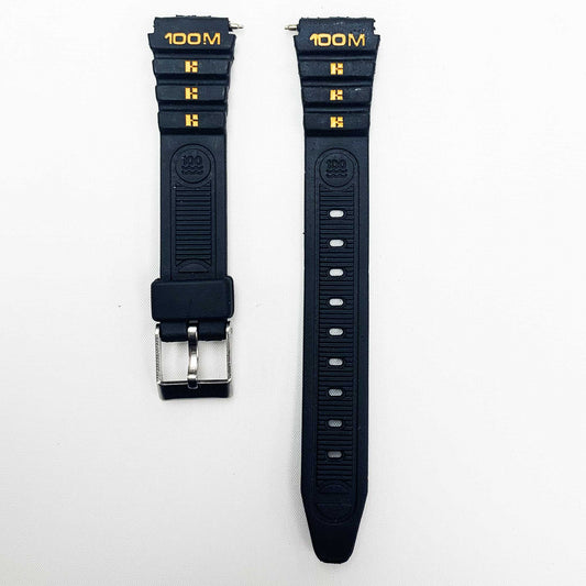 14MM PVC Plastic Watch Band Black Kreisler Sports for Casio Timex Seiko Citizen Iron Man Watches - Universal Jewelers & Watch Tools Inc.