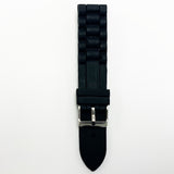 16 MM Silicone Chai Style Watch Band Black Color Quick Release Regular Size Watch Strap