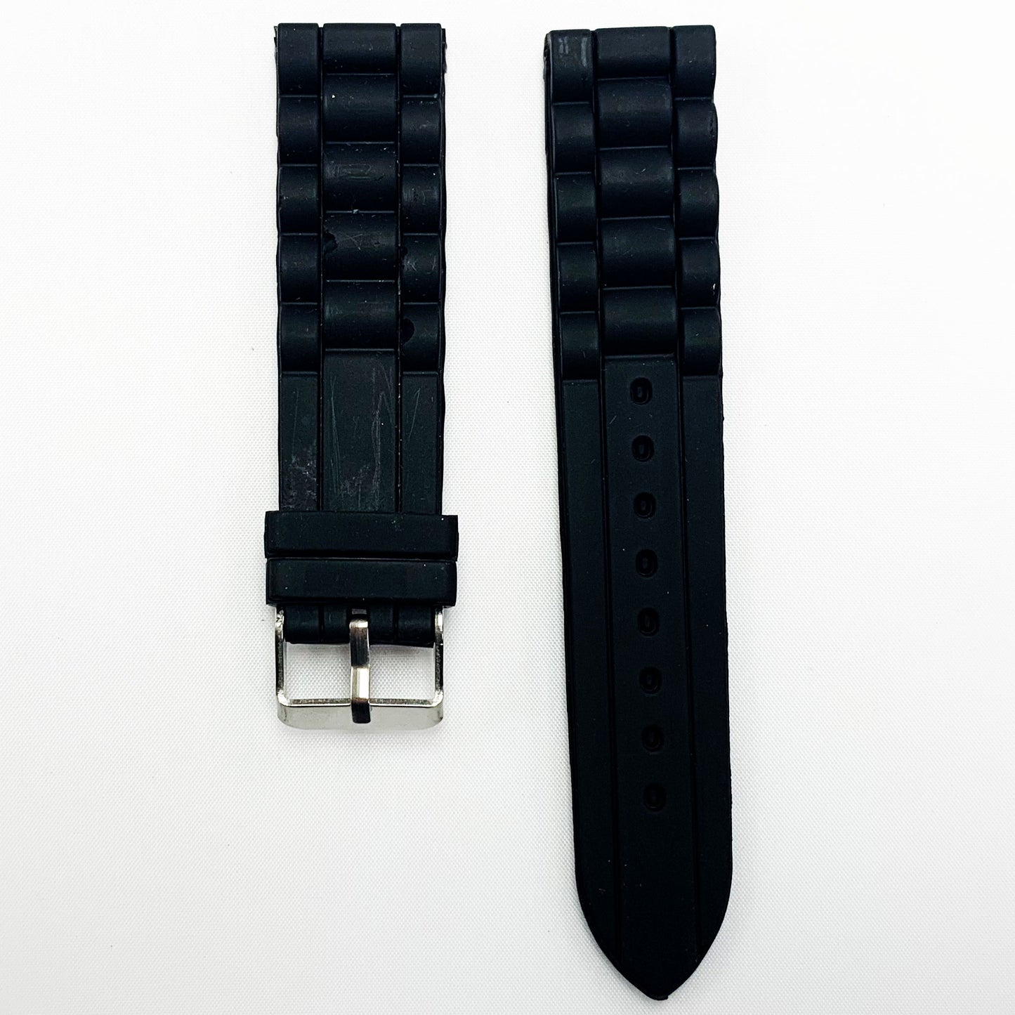 16 MM Silicone Chai Style Watch Band Black Color Quick Release Regular Size Watch Strap