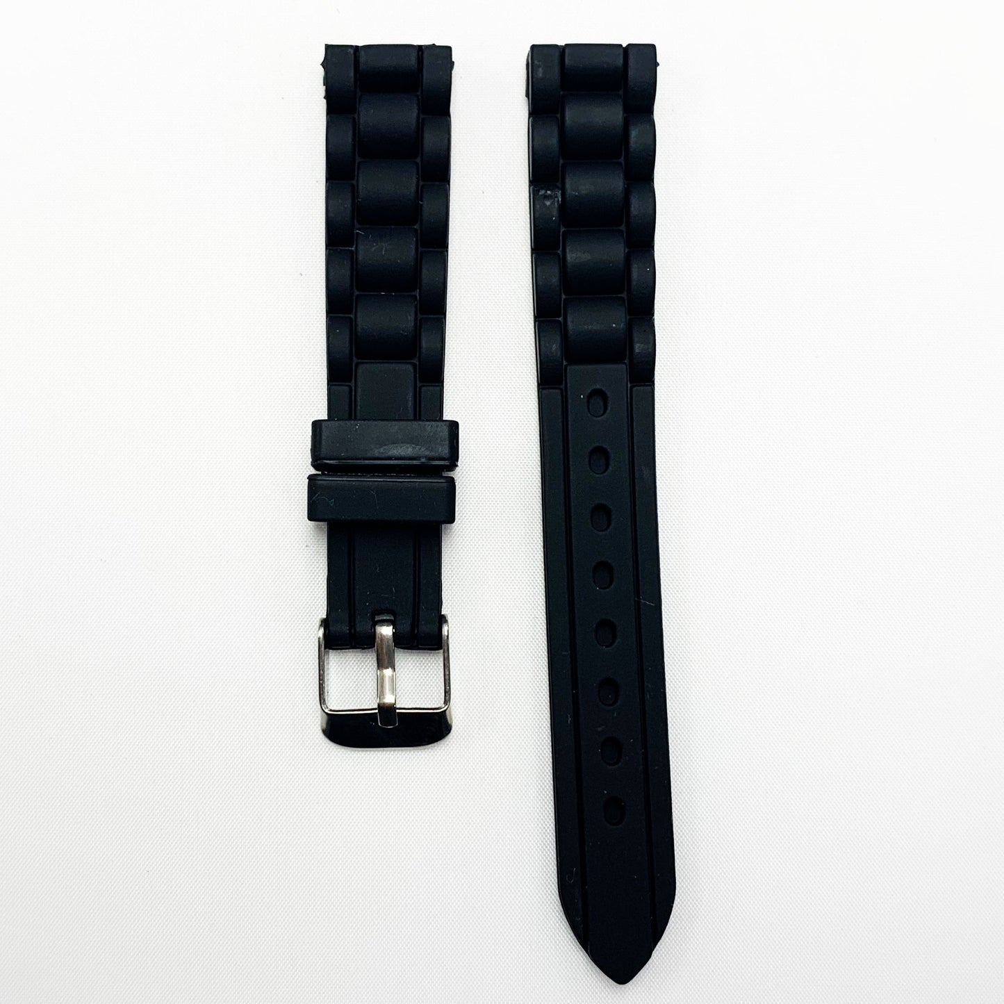 16 MM Silicone Chai Style Watch Band Black Color Quick Release Regular Size Watch Strap