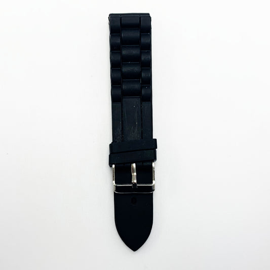 16 MM Silicone Chai Style Watch Band Black Color Quick Release Regular Size Watch Strap - Universal Jewelers & Watch Tools Inc.